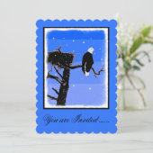 Invitation Bald Eagle en hiver - Art original de la faune (Debout devant)