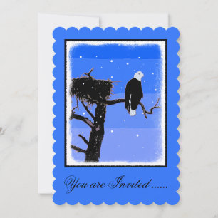 Invitation Bald Eagle en hiver - Art original de la faune