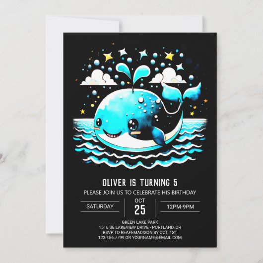Invitation Baleine aquatique sous la mer Anniversaire (Devant)