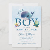 Invitation Baleine aquatique sous le Baby shower marin (Devant)