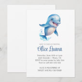 Invitation Baleine aquatique sous le Baby shower marin (Devant / Derrière)