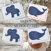 Invitation Baleine bleue Baby shower Polkadot rouge
