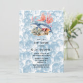 Invitation Baleine Bleue Coral Reef Bubbles Baby shower garço (Debout devant)