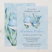 Invitation Baleine Bleue Sous La Mer Boy Anniversaire (Devant / Derrière)