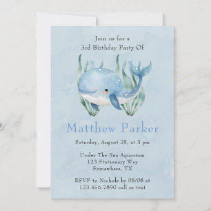 Invitation Baleine Bleue Sous La Mer Boy Anniversaire