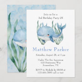 Invitation Baleine Bleue Sous La Mer Boy Anniversaire (Devant / Derrière)