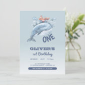Invitation Baleine bleue Un garçon 1er anniversaire (Debout devant)