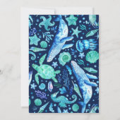 Invitation Baleine, corail et coquillages sous le bleu de la  (Dos)