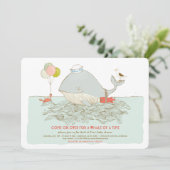 Invitation Baleine d'un temps Baby shower de piscine d'été (Debout devant)