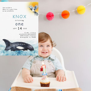 Invitation Baleine d'un temps Orca fête d'anniversaire II