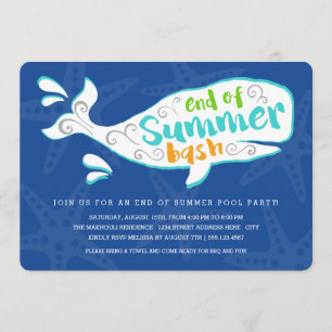 Invitation Baleine  Fin de l'invitation de la fête d'été