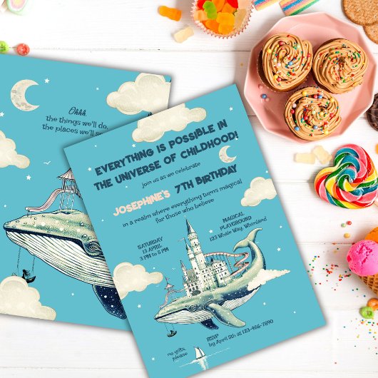 Invitation Baleine Magic Vol 2 fête d'anniversaire