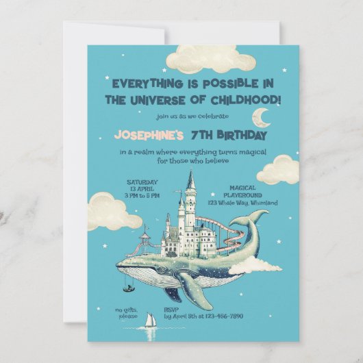 Invitation Baleine Magic Vol 2 fête d'anniversaire (Devant)