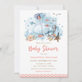 Invitation Baleine mignonne sous le Baby shower des filles de (Devant)