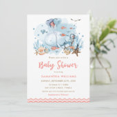 Invitation Baleine mignonne sous le Baby shower des filles de (Debout devant)