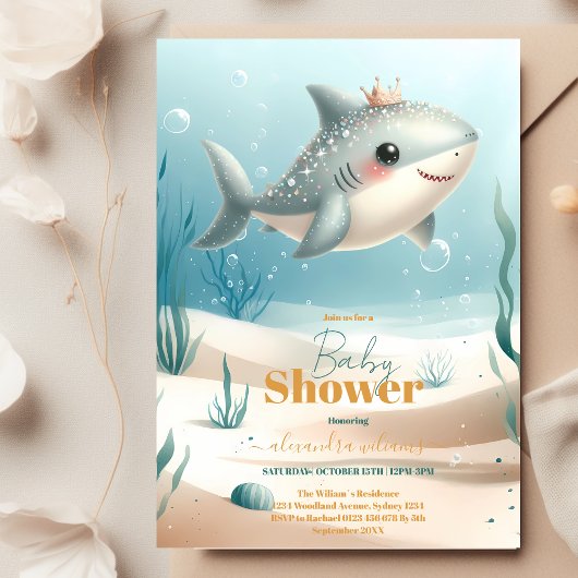 Invitation Baleine mignonne sous le Baby shower marin