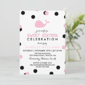 Invitation Baleine mignonne | Sweet sixteen noir et rose (Debout devant)