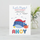 Invitation Baleine Pirate fête d'anniversaire (Debout devant)