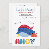 Invitation Baleine Pirate fête d'anniversaire (Devant / Derrière)