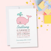 Invitation Baleine rose fête d'anniversaire