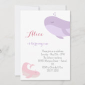 Invitation Baleine rose Lilac Poisson de mer 1ère fête d'anni (Devant)