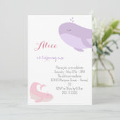 Invitation Baleine rose Lilac Poisson de mer 1ère fête d'anni (Debout devant)