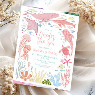 Invitation Baleine Rose Sous la Mer 1er Anniversaire