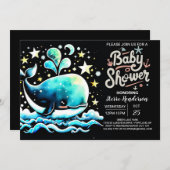 Invitation Baleine sous le Baby shower de Boho de la mer (Devant / Derrière)