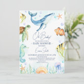 Invitation Baleine sous le Baby shower marin (Debout devant)