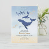 Invitation Baleine sous l'invitation du Baby shower marin (Debout devant)