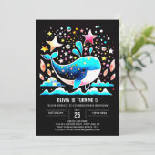 Invitation Baleine sous-marine fille rose Anniversaire (Debout devant)