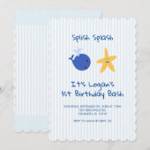 Invitation Baleine Starfish Nautique Premier anniversaire Inv (Devant / Derrière)
