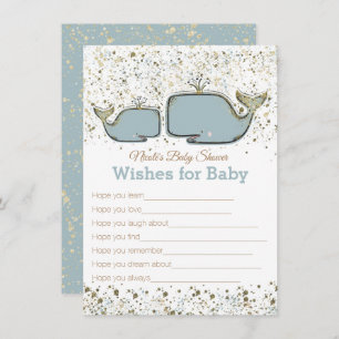 Invitation Baleines bleues et d'or Wales pour Baby shower Gam