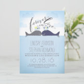Invitation Baleines bleues mignonnes et romantiques Mariage n (Debout devant)
