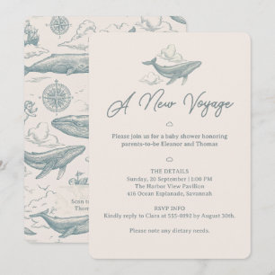Invitation Baleines dans les Nuages Fête de Bébé Voyage Céles