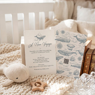 Invitation Baleines dans les Nuages Fête de Bébé Voyage Céles