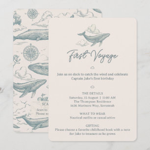 Invitation Baleines dans les Nuages Voyage Céleste 1er Annive