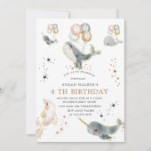 Invitation Baleines Magiques Et Étoiles Fête Virtuelle Annive (Devant)