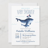 Invitation Baleines nautiques sous le Baby shower marin (Devant)