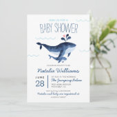 Invitation Baleines nautiques sous le Baby shower marin (Debout devant)
