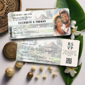 Invitation Bali Destination Boarding Pass Mariage photo vert