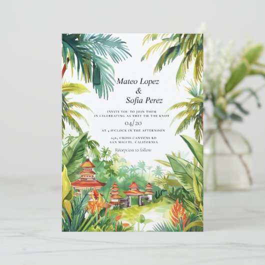 Invitation Bali Mariage Inviter Paysage Tropical (Debout devant)