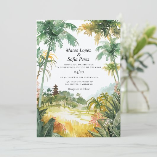 Invitation Bali Mariage Inviter Tropical (Debout devant)