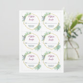 Invitation Balise cadeau de Fête des mariées succulente (Debout devant)