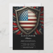 Invitation Balise de drapeau américain diplôme de police (Devant)