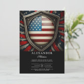 Invitation Balise de drapeau américain diplôme de police (Debout devant)