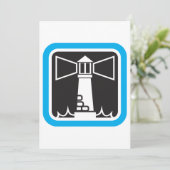 Invitation Balise de phare gras avec icône Ocean Waves (Debout devant)