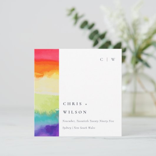 Invitation Balise de préférence numérique Mariage Rainbow Col (Debout devant)