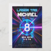 Invitation Balise laser Bleu Garçon fête d'anniversaire (Devant)