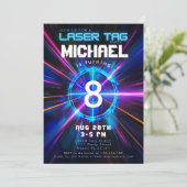 Invitation Balise laser Bleu Garçon fête d'anniversaire (Debout devant)